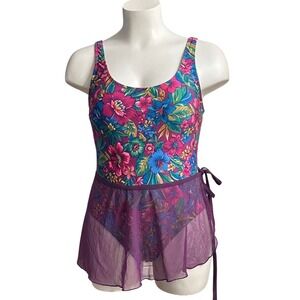 Purple Sheer Mesh Wrap Dance Skirt Balletcore Beach Coverup LARGE